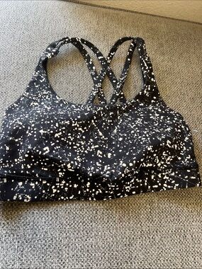 lululemon athletica Black & White Splatter Strappy Sports Bra